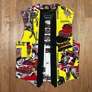 Vintage 90s Versace Jean Couture The Beatles Rock N Roll Royalty Vest Mens Large